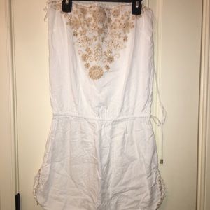 White Strapless Romper